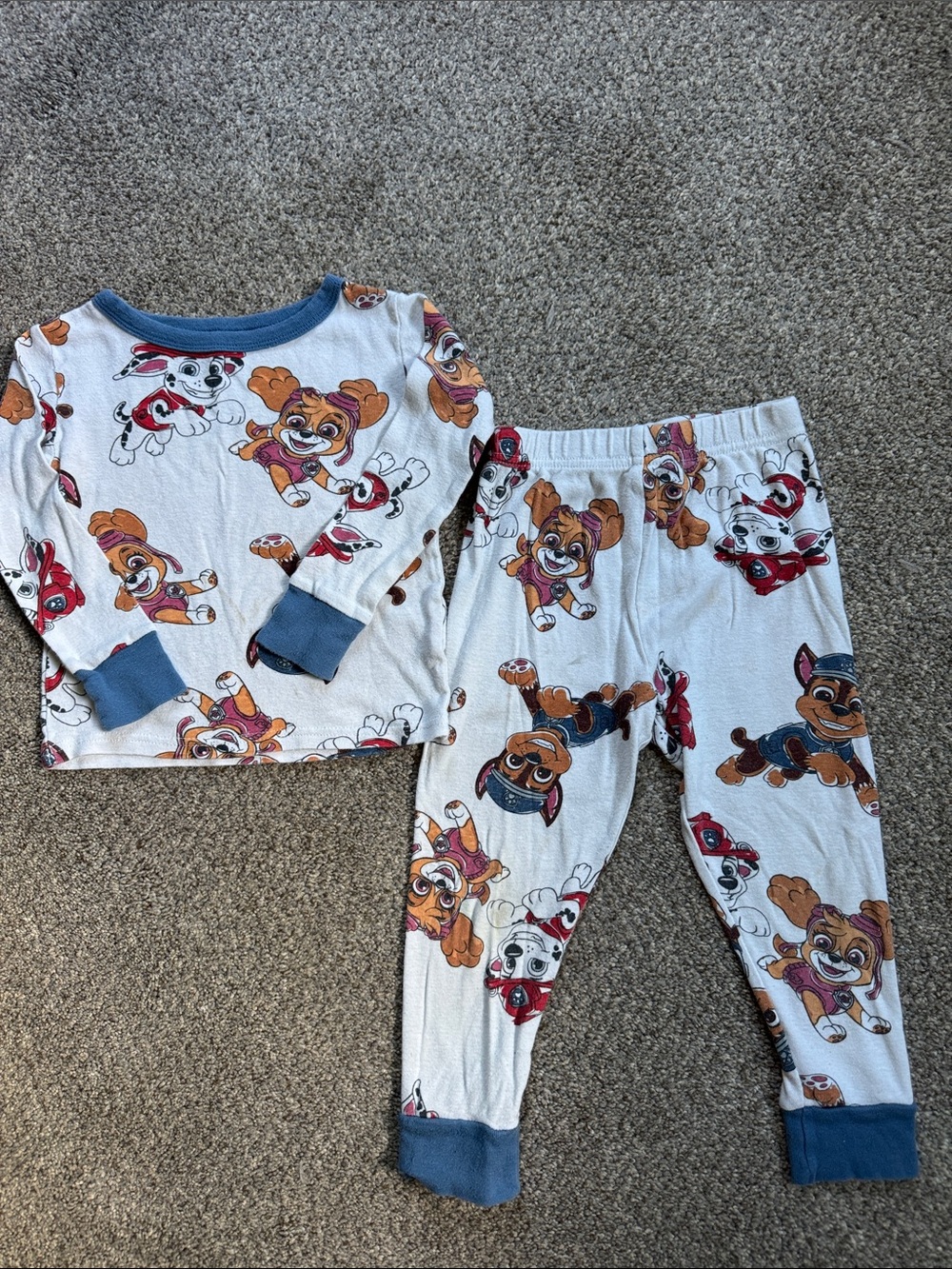 Nickelodeon Paw Patrol White Pajama Set with Blue Trim 100% cotton